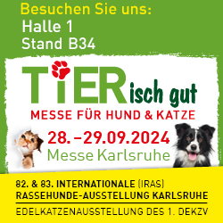 Plakat für die Messe für Hund und Katze am 28. - 29. September 2024 in Karlsruhe, Messegelände.