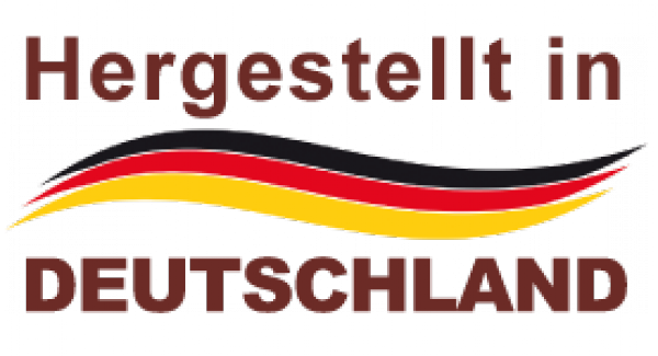Logo: Hergestellt in Deutschland mit Deutschlandfahne