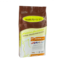 Bild zeigt einen Sack 12 kg Naturbeute Premium Hundenahrung der Sorte Junior Maxi..